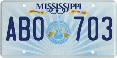 MS license plate ABO703