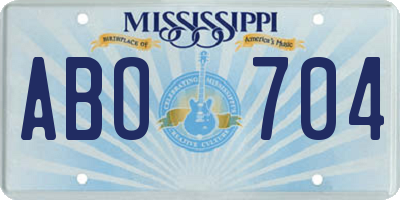 MS license plate ABO704