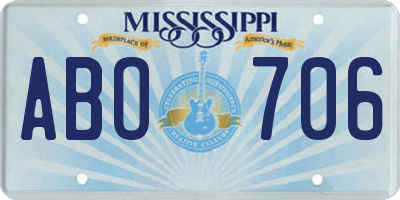 MS license plate ABO706