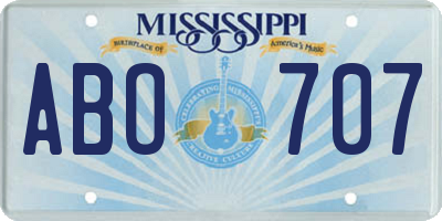 MS license plate ABO707