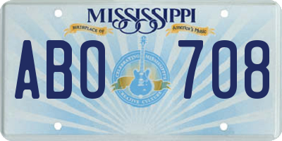 MS license plate ABO708