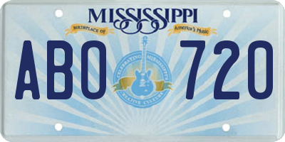 MS license plate ABO720