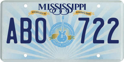 MS license plate ABO722