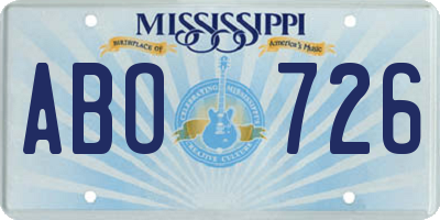 MS license plate ABO726