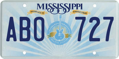 MS license plate ABO727