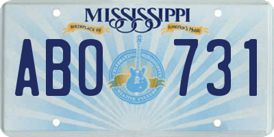 MS license plate ABO731