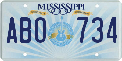 MS license plate ABO734