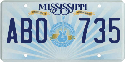 MS license plate ABO735