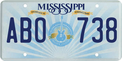 MS license plate ABO738