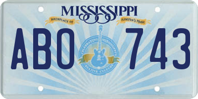 MS license plate ABO743