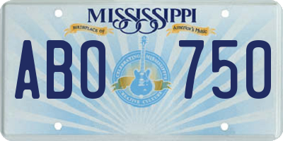 MS license plate ABO750