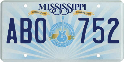 MS license plate ABO752