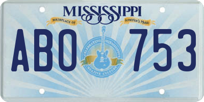 MS license plate ABO753