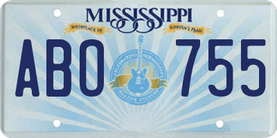 MS license plate ABO755