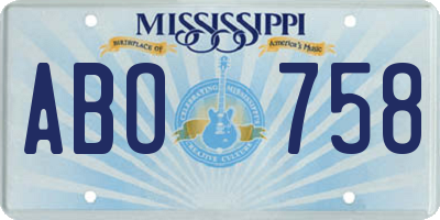 MS license plate ABO758