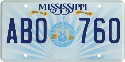 MS license plate ABO760