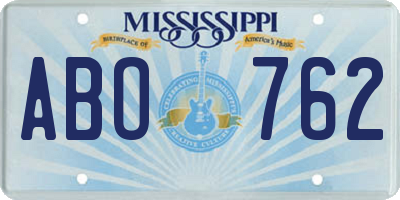 MS license plate ABO762