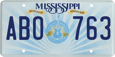 MS license plate ABO763