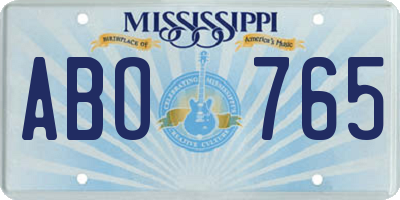 MS license plate ABO765