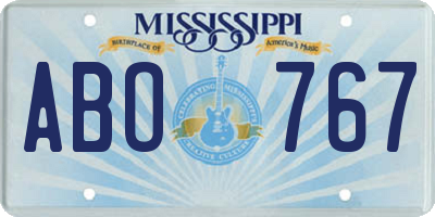 MS license plate ABO767