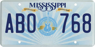 MS license plate ABO768