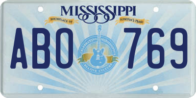 MS license plate ABO769