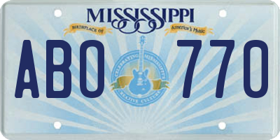 MS license plate ABO770