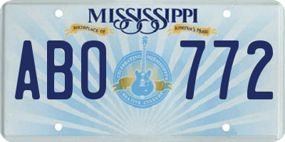 MS license plate ABO772