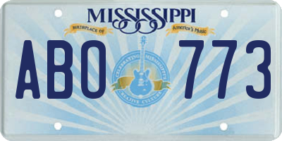 MS license plate ABO773