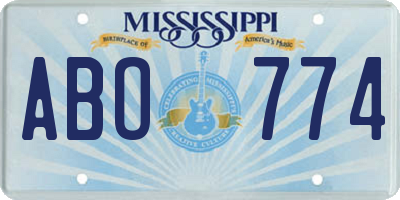 MS license plate ABO774