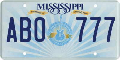 MS license plate ABO777