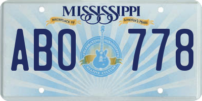 MS license plate ABO778