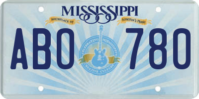 MS license plate ABO780