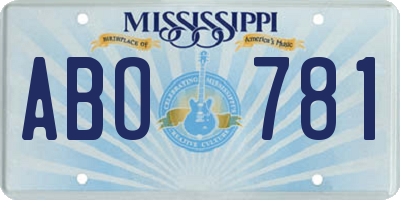 MS license plate ABO781