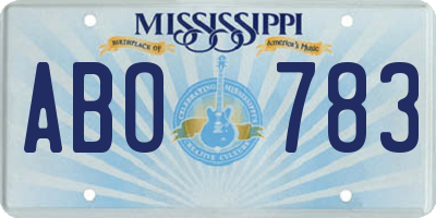 MS license plate ABO783