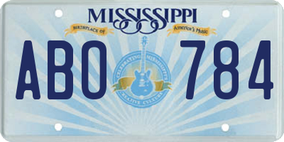 MS license plate ABO784