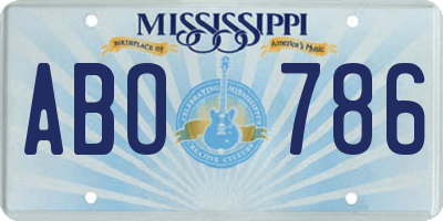 MS license plate ABO786