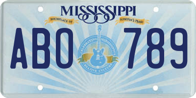 MS license plate ABO789
