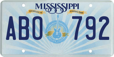 MS license plate ABO792