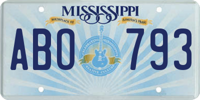 MS license plate ABO793