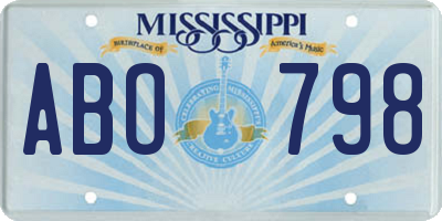 MS license plate ABO798