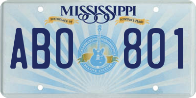 MS license plate ABO801