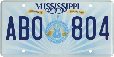 MS license plate ABO804