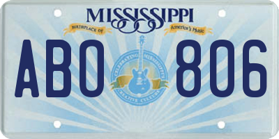 MS license plate ABO806