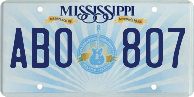 MS license plate ABO807