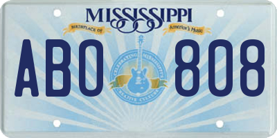 MS license plate ABO808