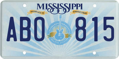 MS license plate ABO815