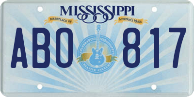 MS license plate ABO817