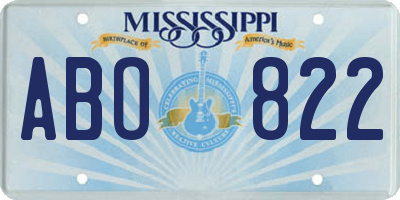 MS license plate ABO822