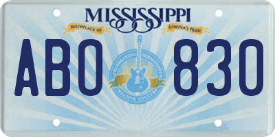 MS license plate ABO830